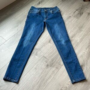 Venus Jeans Super Soft and Stretchy Dark Denim with fade out spots .